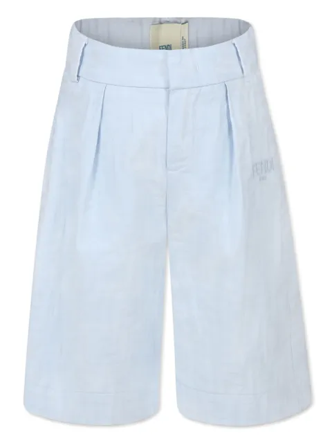 Fendi Kids embroidered-logo pleated shorts 
