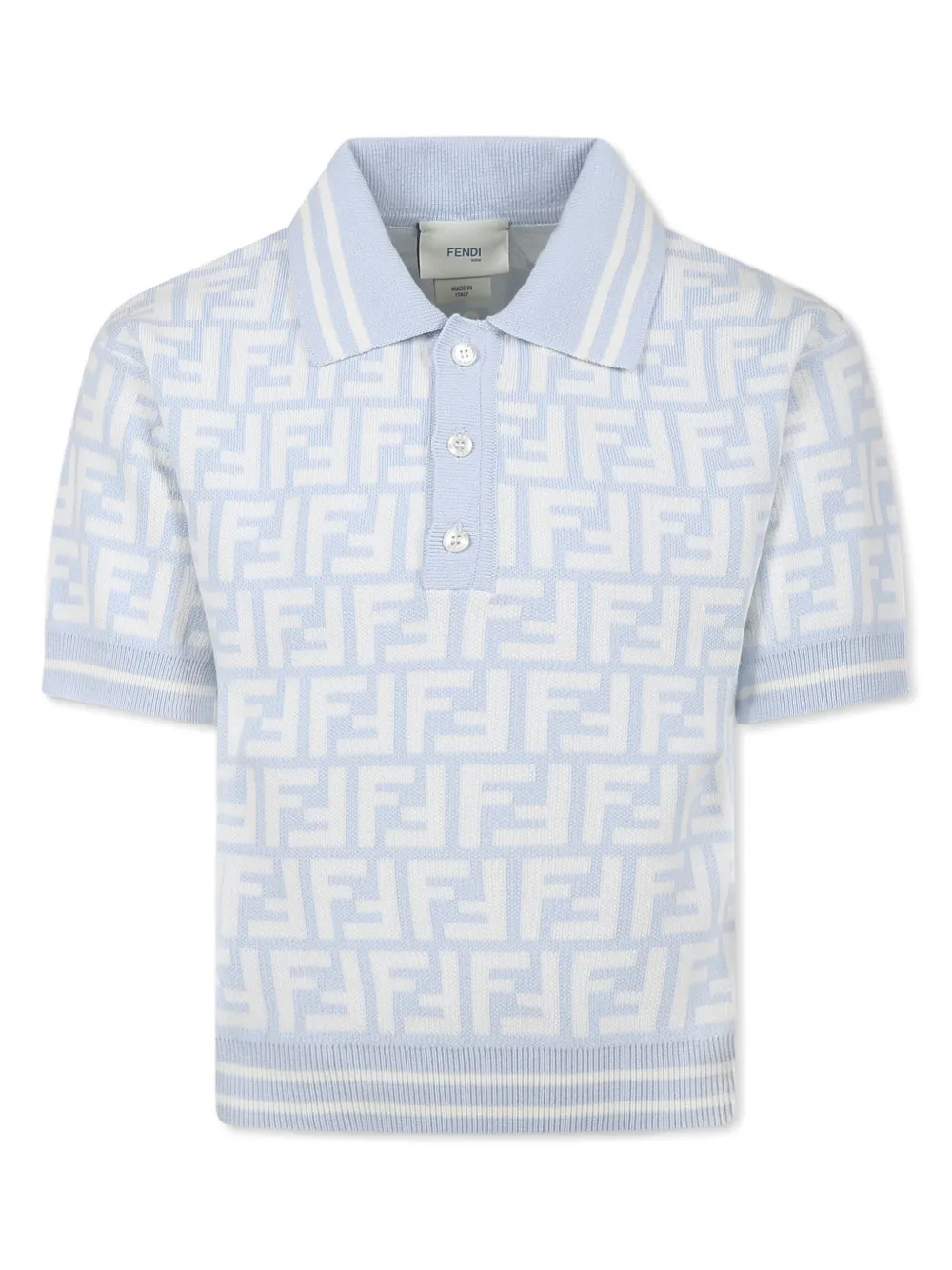 Fendi Kids Jersey poloshirt met FF-logo Blauw