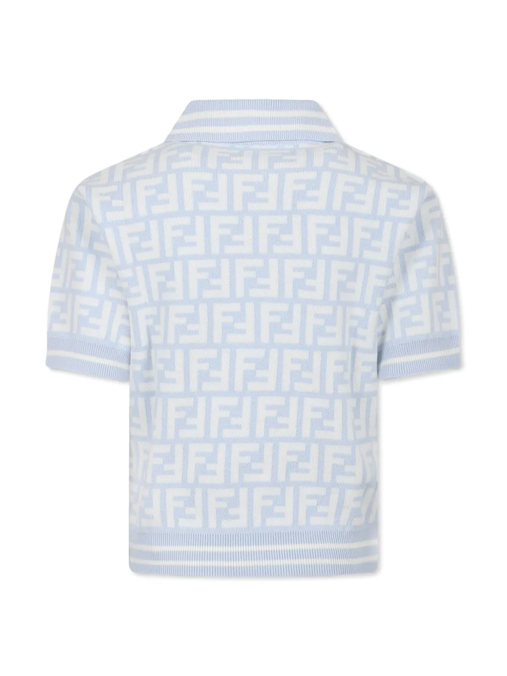 Fendi Kids Jersey poloshirt met FF-logo Blauw