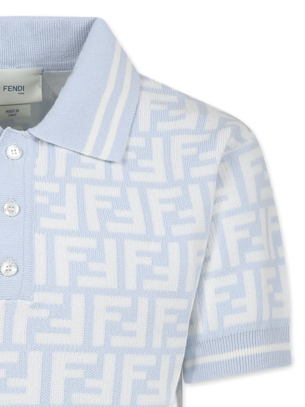 Fendi Kids Jersey poloshirt met FF-logo Blauw