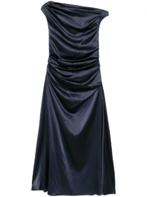staud freda ruched silk maxi dress Earth Freda Silk Dress