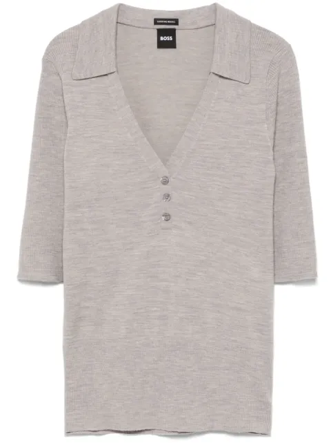 BOSS fine-knit polo top