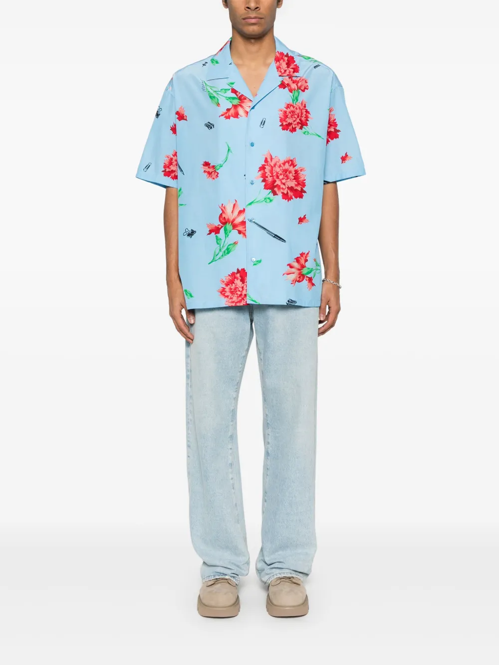 Moschino Overhemd met bloemenprint - Blauw