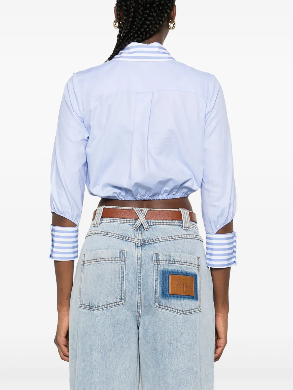 Elisabetta Franchi Popeline blouse met gestreept detail Blauw
