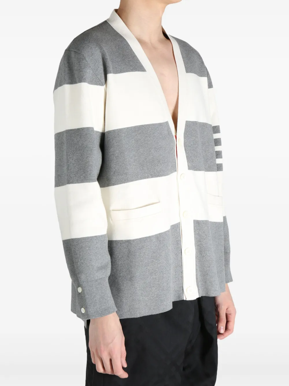 Thom Browne striped cardigan Grijs