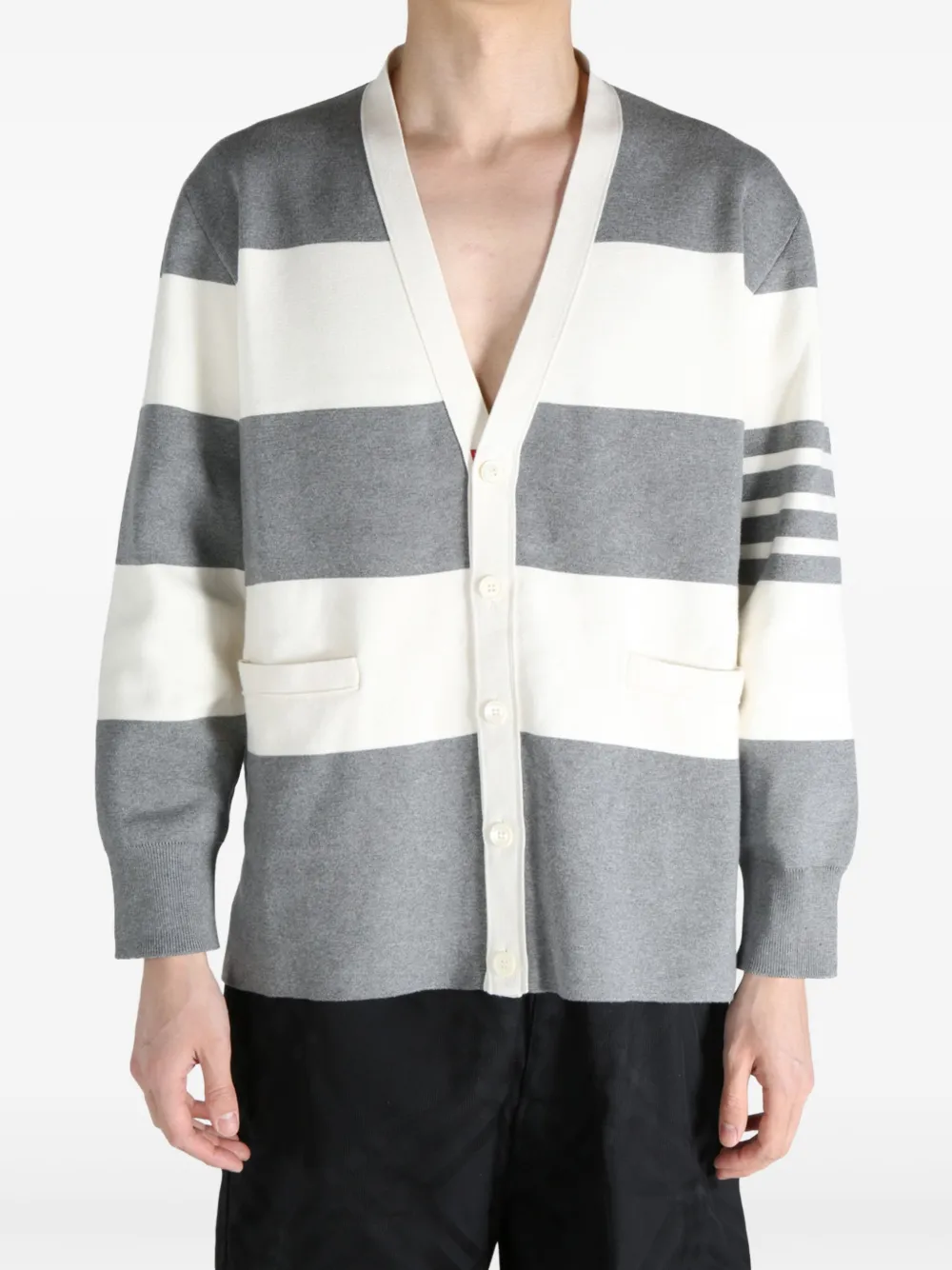 Thom Browne striped cardigan - Grijs