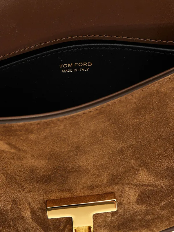 ショルダーバッグ・ポシェット TOM FORD Woman Crossbody bags Brown L1831LCL395X 1B087 Suede and leather crossbody bag in brown - Tom Ford | Mytheresa