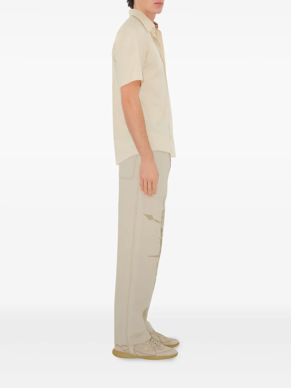 Burberry Overhemd met geborduurd logo Beige