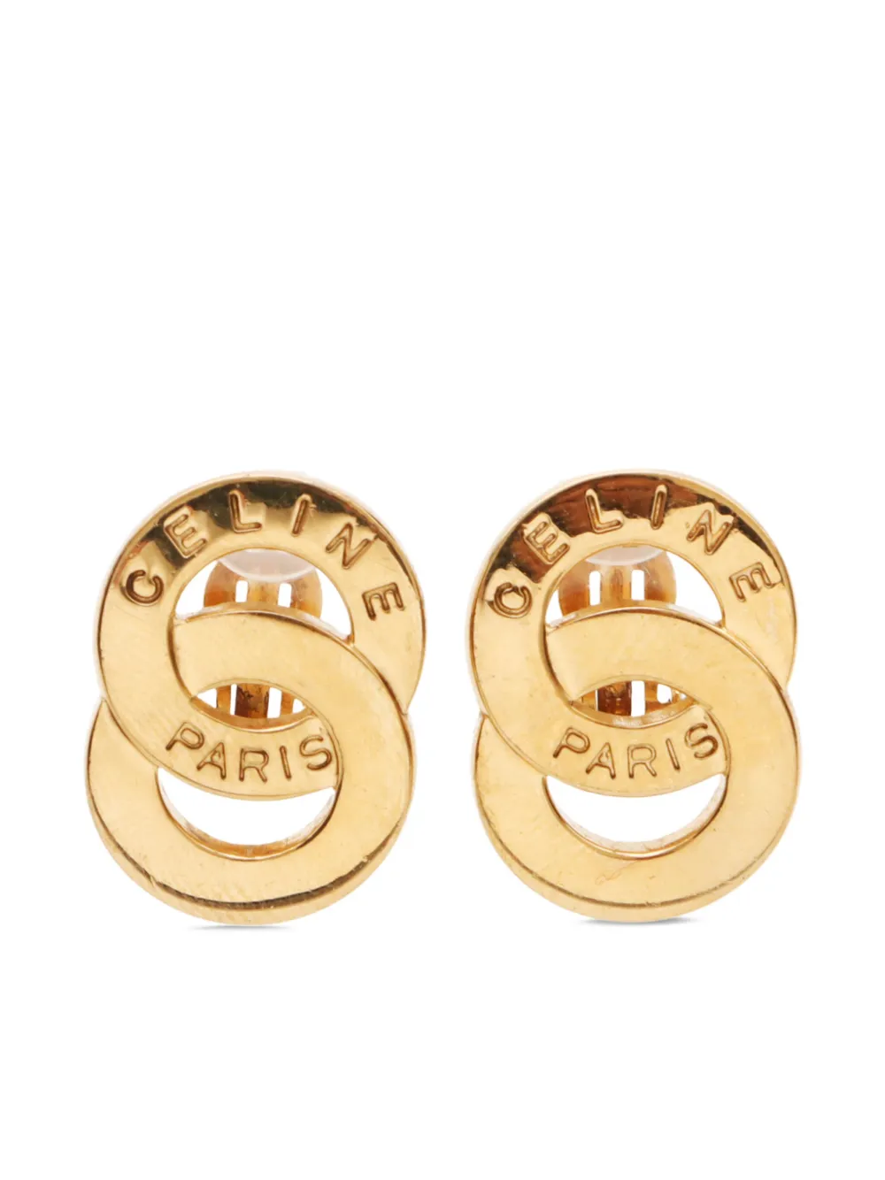 1990s logo-engraved clip-on earrings