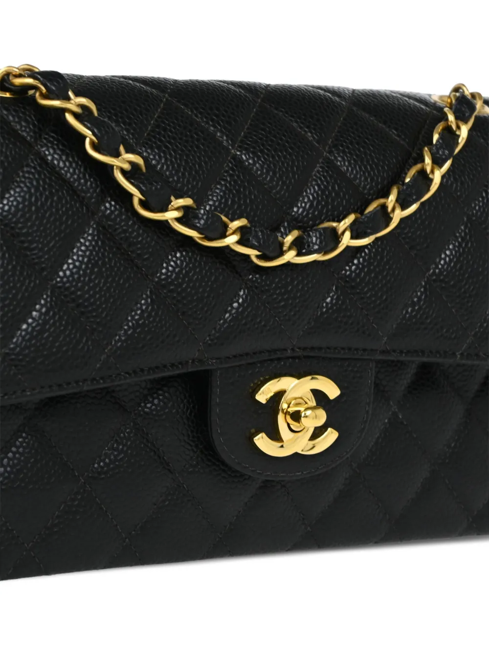 Pre-owned Chanel 2002 Small Double Flap Shoulder Bag In Black