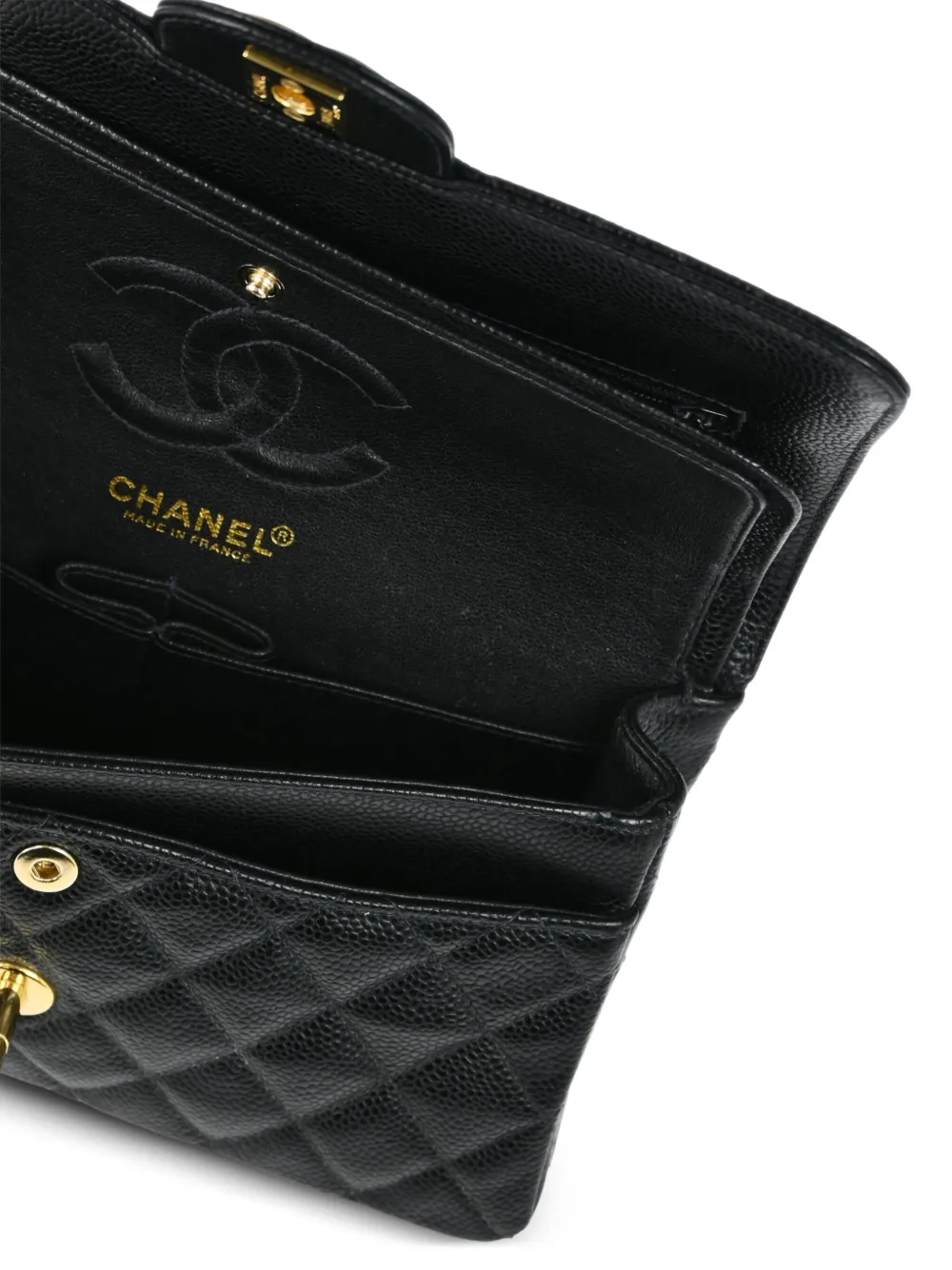 Pre-owned Chanel 2002 Small Double Flap Shoulder Bag In Black