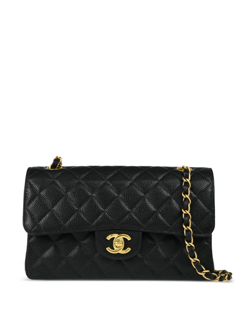 Pre-owned Chanel 2002 Small Double Flap Shoulder Bag In Black