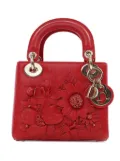 Christian Dior Pre-Owned 2019 Mini Lambskin DiorAmour Applique Flower Lady Dior satchel - Red