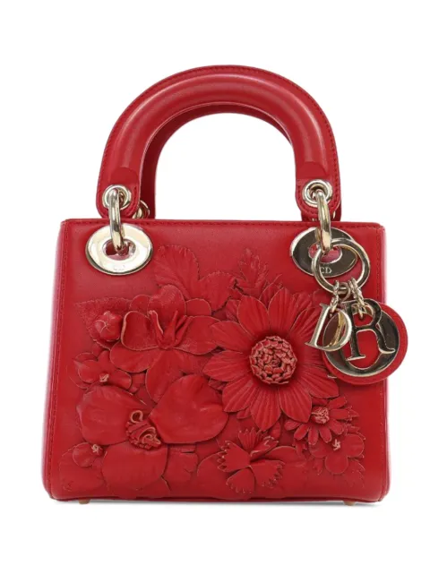 Christian Dior Pre-Owned 2019 Mini Lambskin DiorAmour Applique Flower Lady Dior satchel
