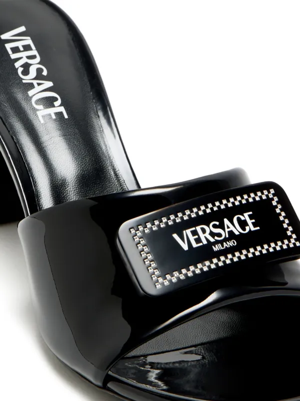 Versace 70mm Appliqué Sandals | Black | FARFETCH