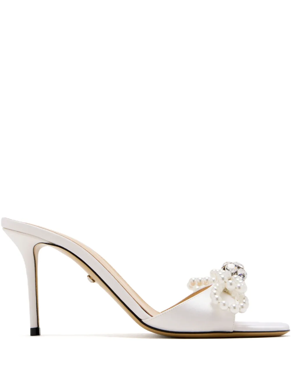 MACH & MACH 85mm bow-embellished mules White