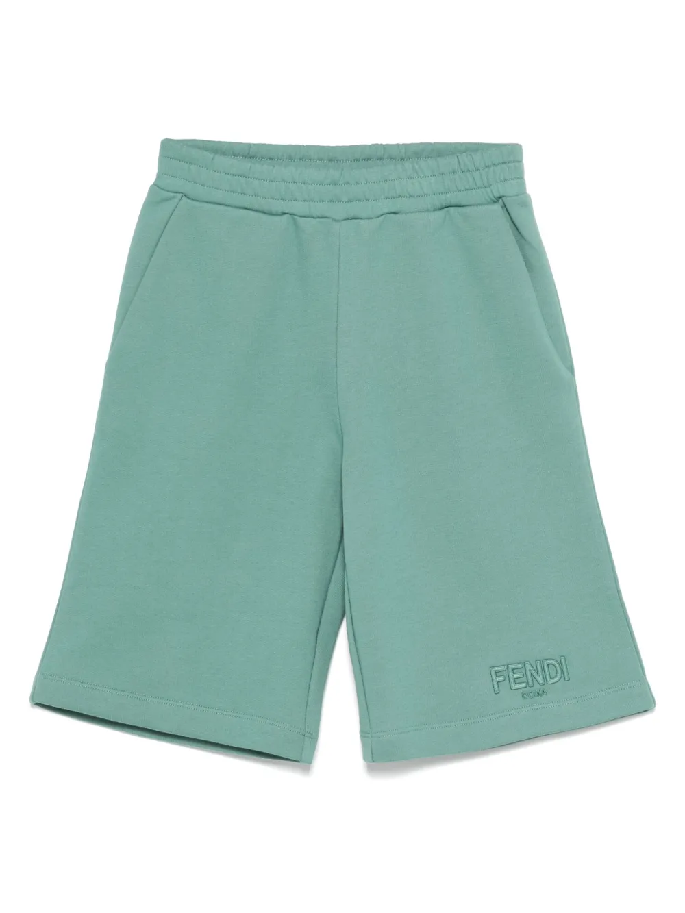 Fendi Kids Jersey-fleece bermuda shorts Groen