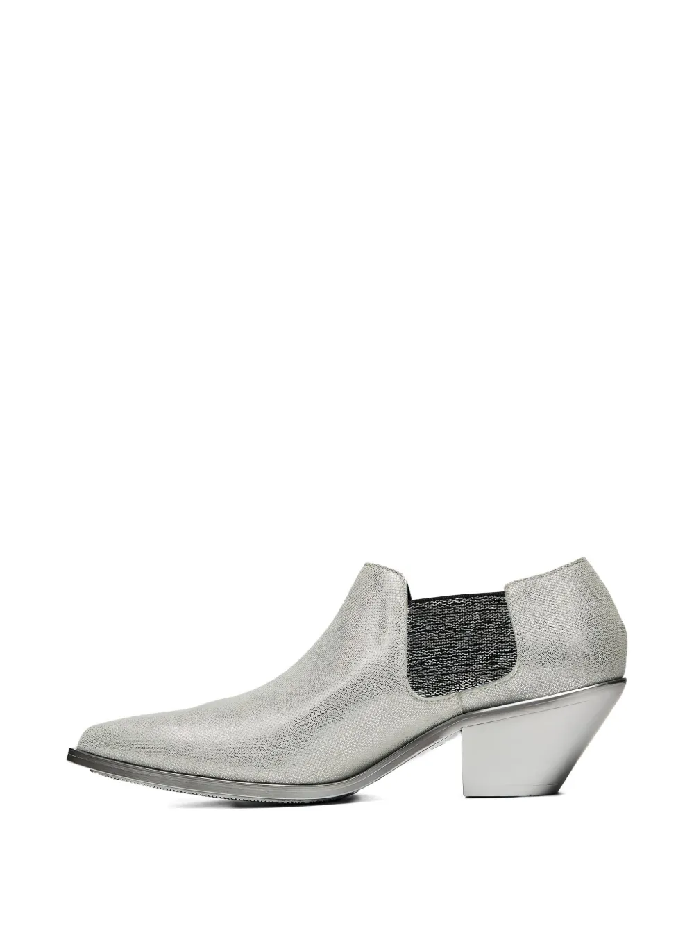 Junya Watanabe Metallic-effect Pointed-toe Chelsea Boots In Gray