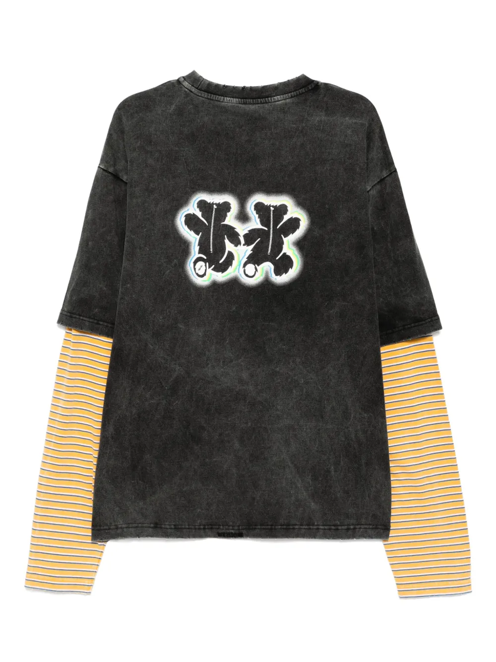 We11done Teddy-Twins gelaagd T-shirt - Zwart
