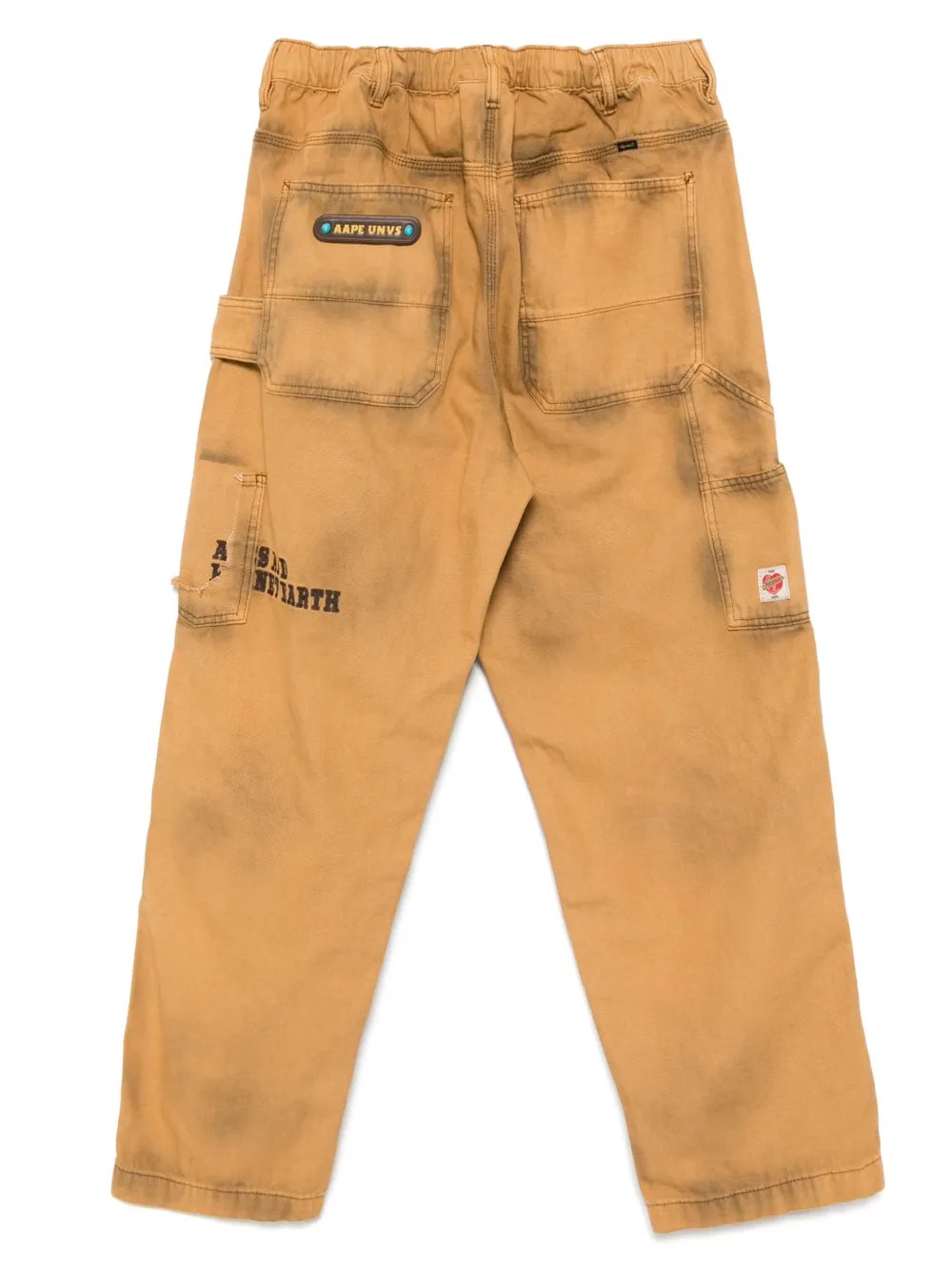 aapeby*abathingape AAPE BY *A BATHING APE Jeans met verwassen effect en moonface-logo - Bruin
