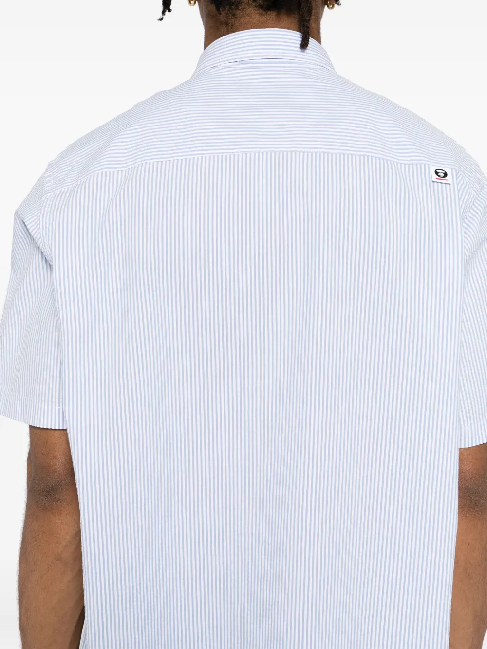 AAPE BY *A BATHING APE AAPENOW gestreept overhemd met moonface-logo Blauw