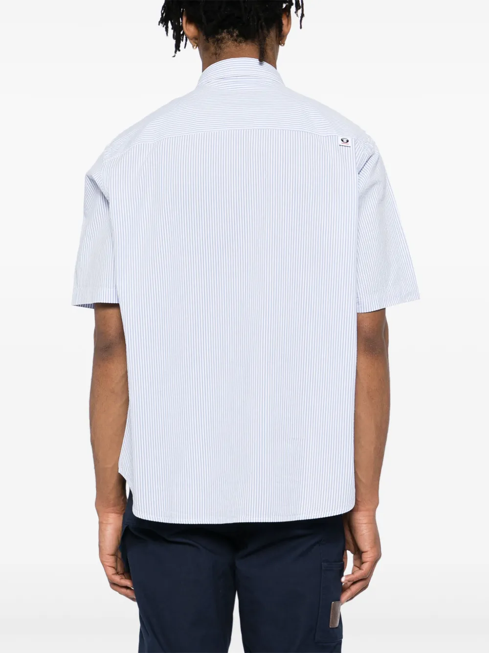 AAPE BY *A BATHING APE AAPENOW gestreept overhemd met moonface-logo Blauw