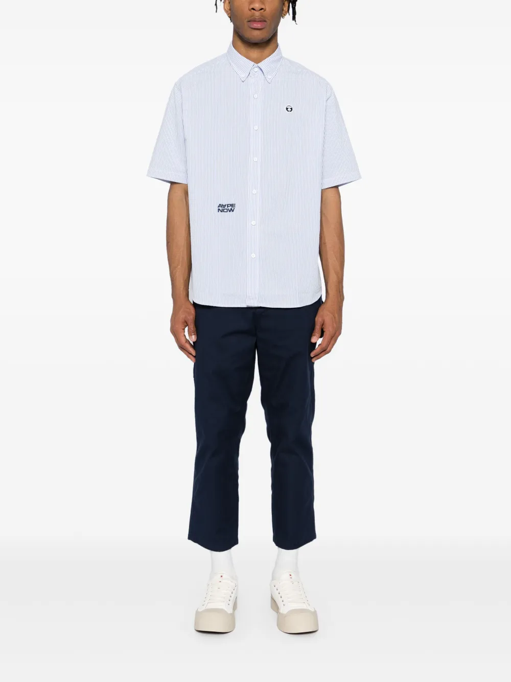 AAPE BY *A BATHING APE AAPENOW gestreept overhemd met moonface-logo - Blauw