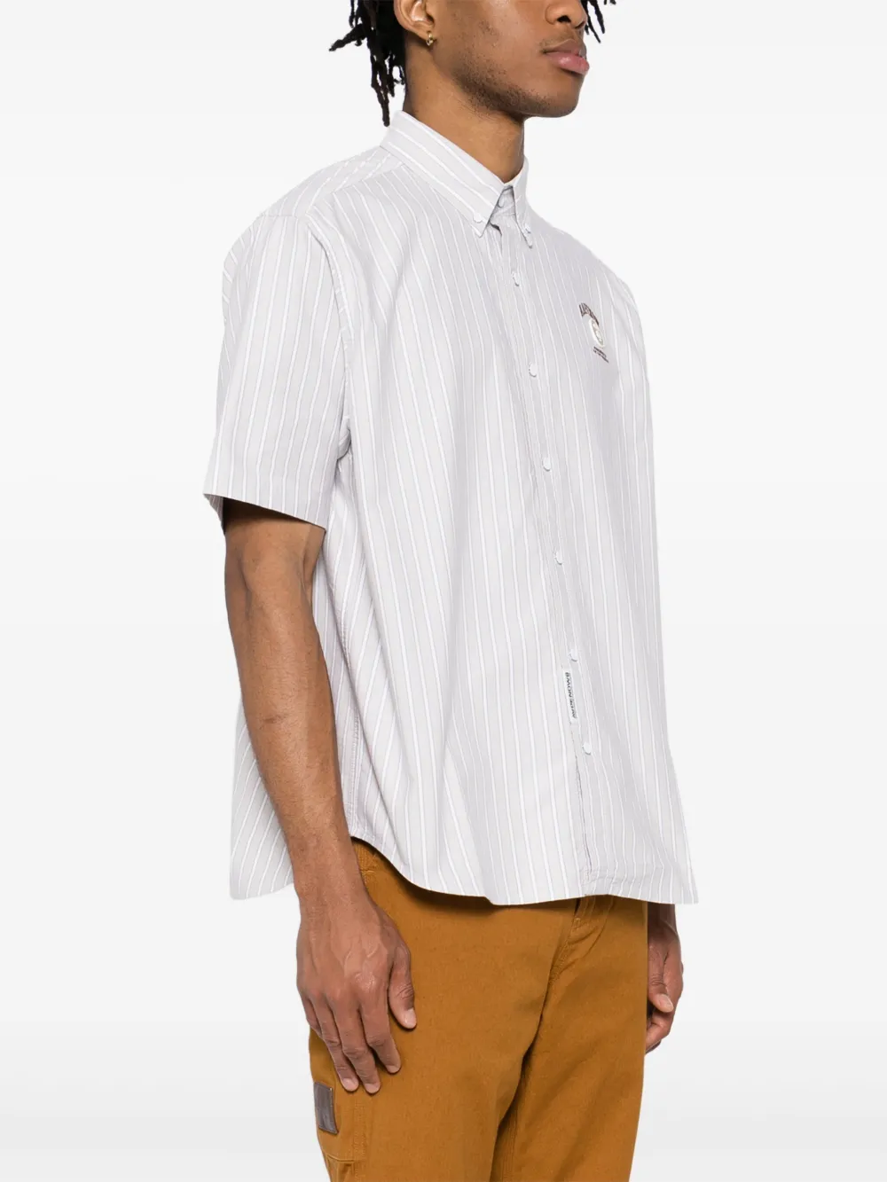 AAPE BY *A BATHING APE AAPENOW gestreept overhemd met moonface-logo Beige