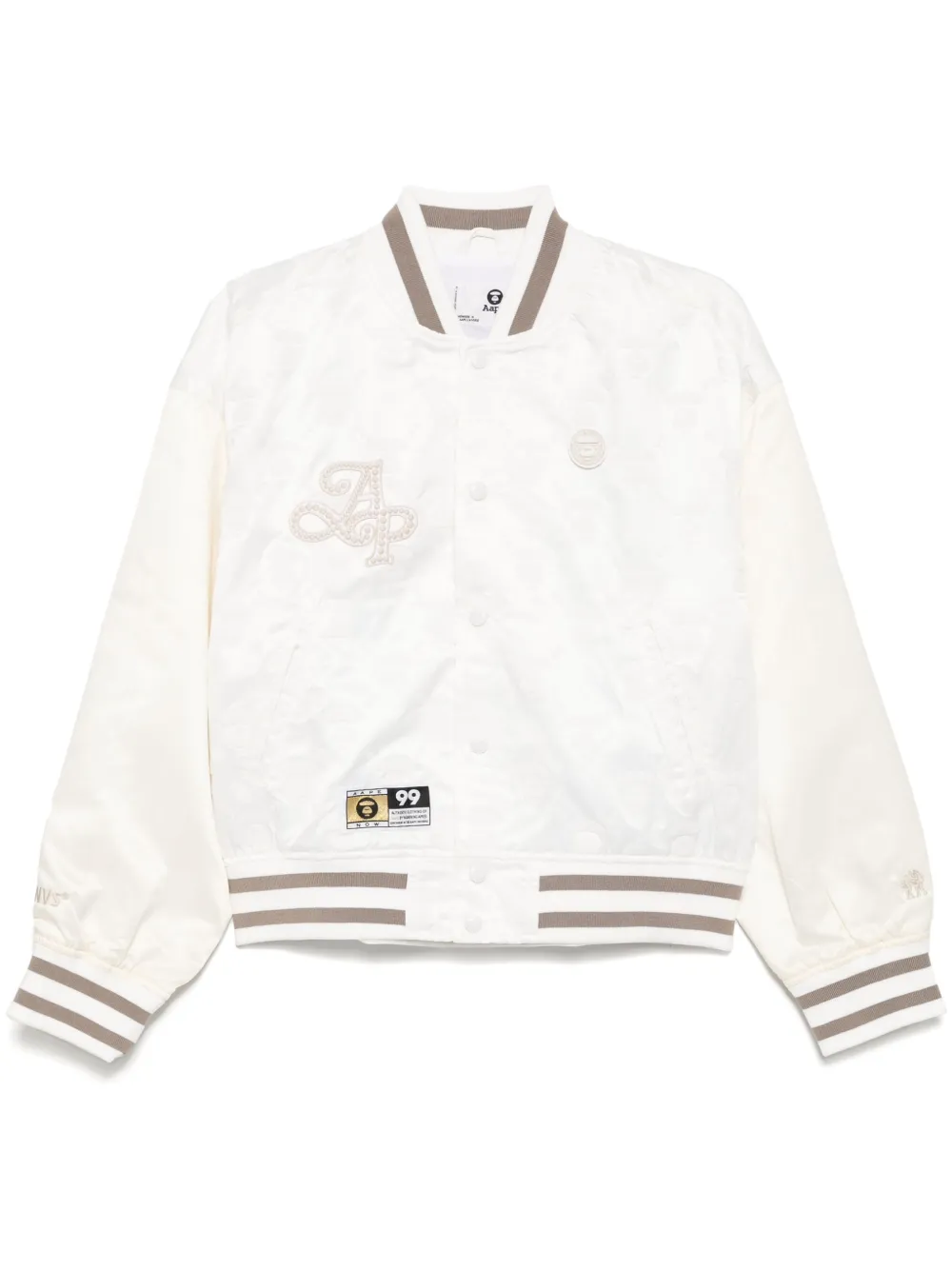 AAPE BY *A BATHING APE® Moonface logo varsity jacket | White | Image 1