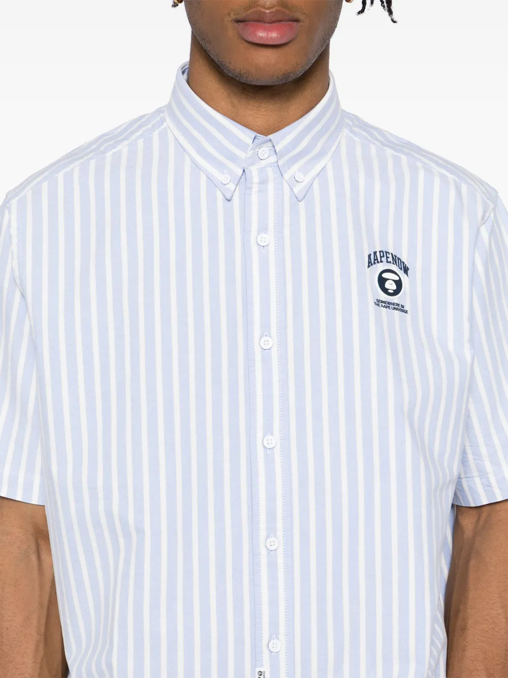 AAPE BY *A BATHING APE AAPENOW gestreept overhemd met moonface-logo Blauw