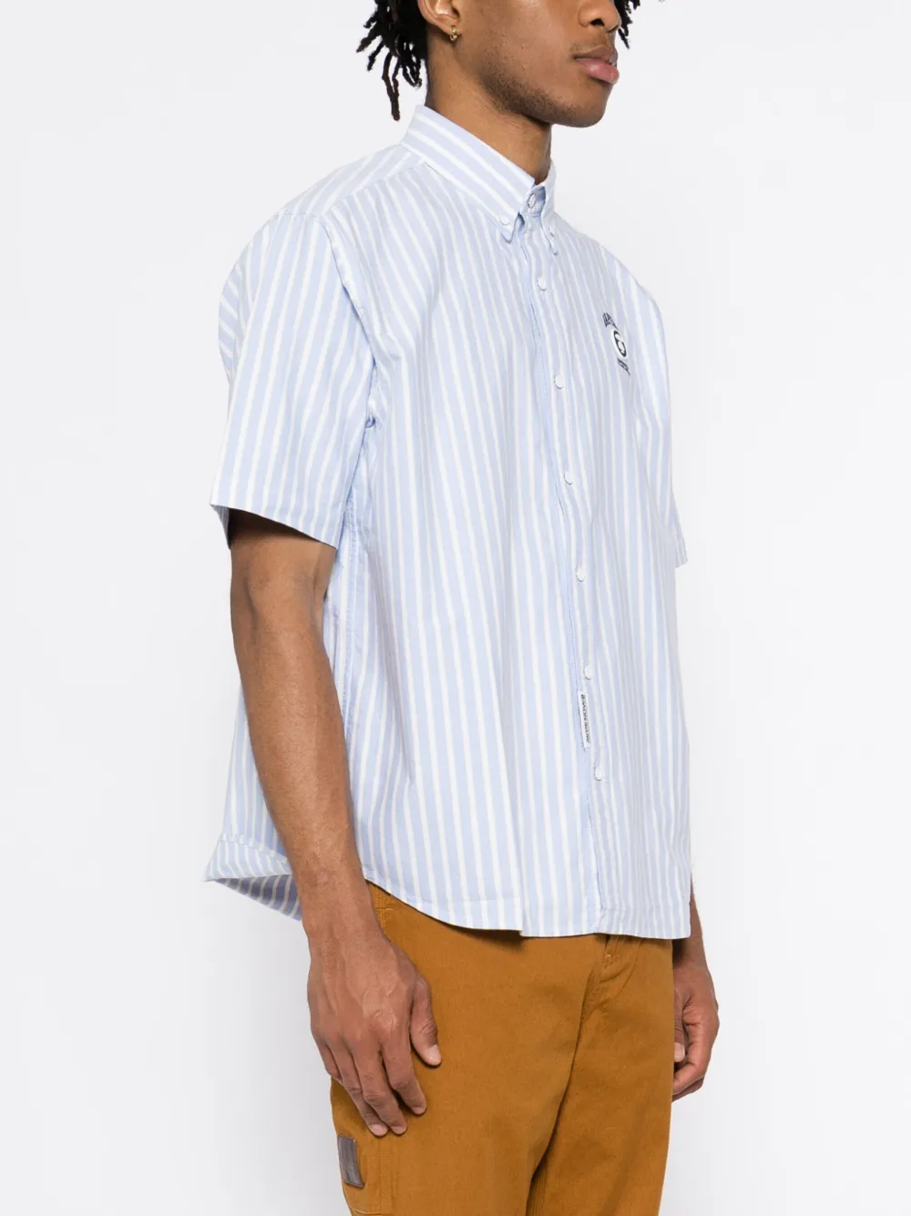 AAPE BY *A BATHING APE AAPENOW gestreept overhemd met moonface-logo Blauw