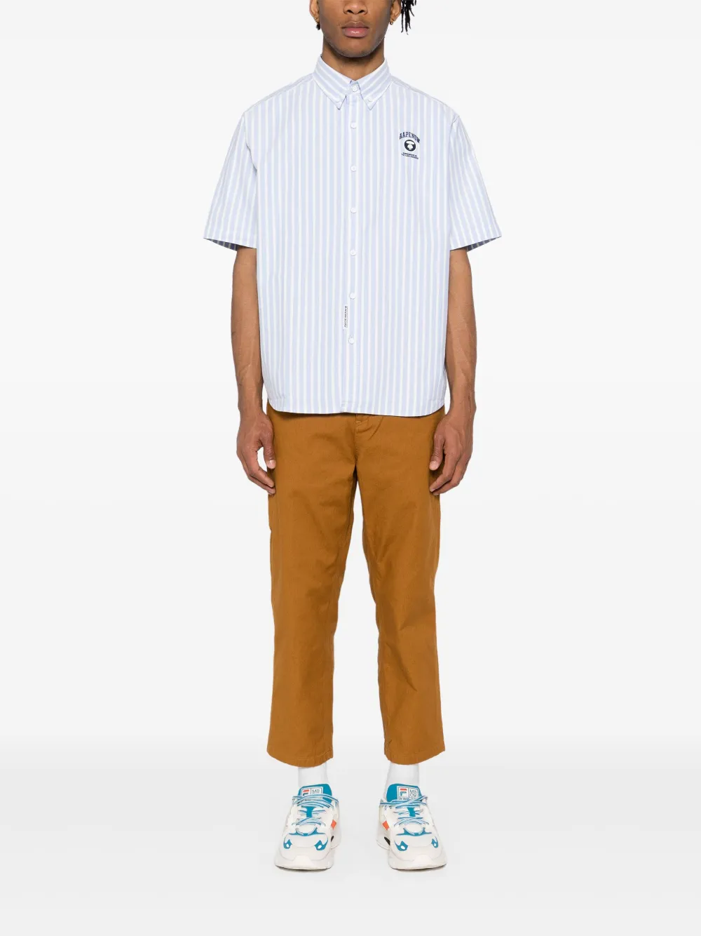 AAPE BY *A BATHING APE AAPENOW gestreept overhemd met moonface-logo - Blauw