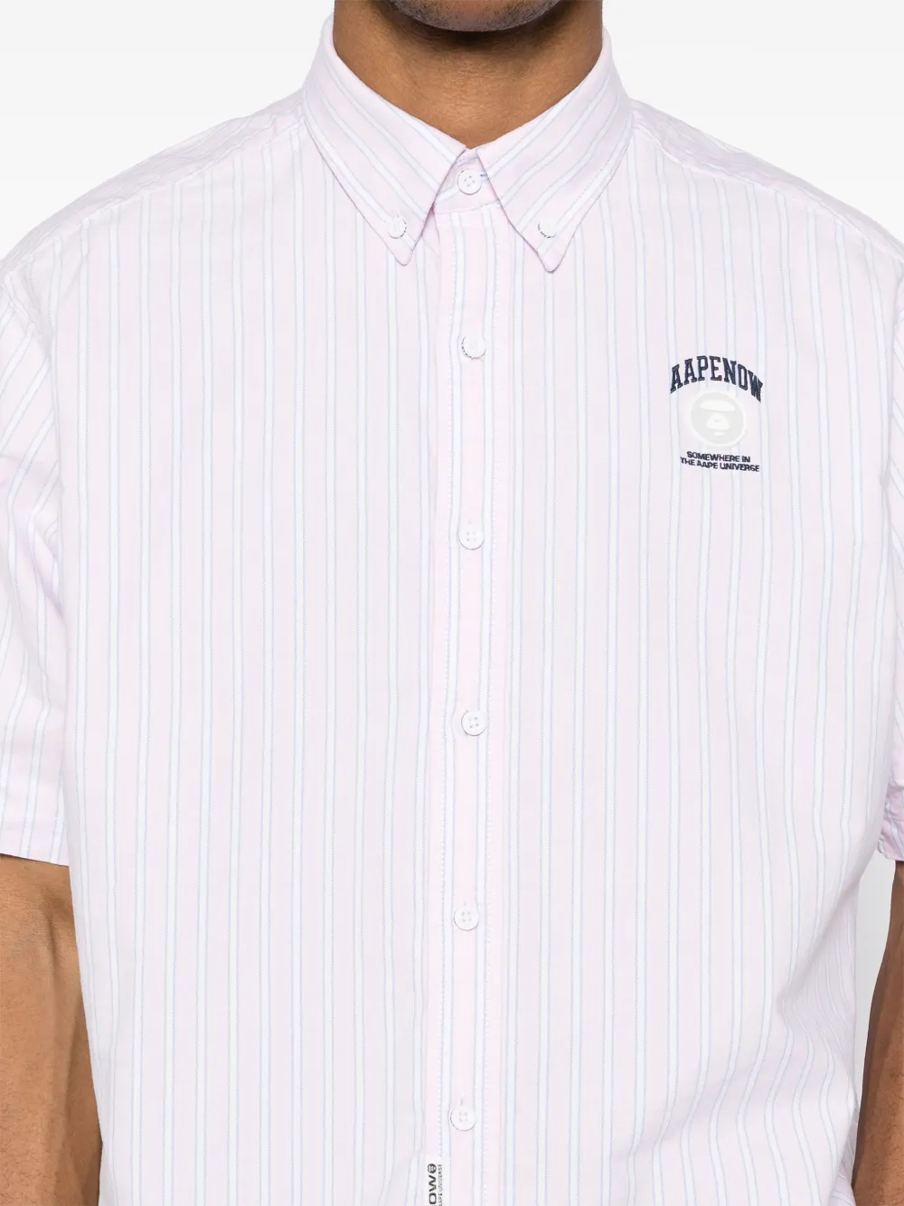 AAPE BY *A BATHING APE AAPENOW gestreept overhemd met moonface-logo Roze