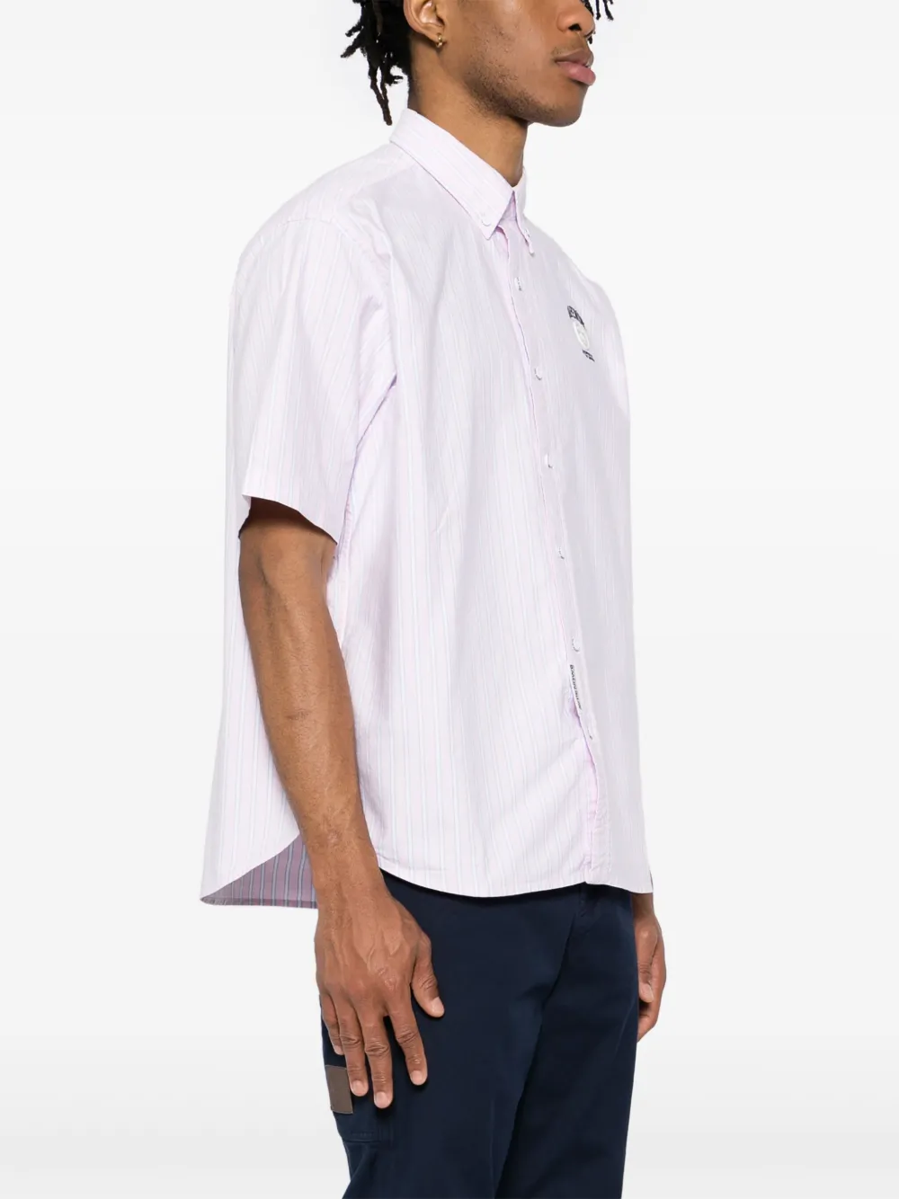 AAPE BY *A BATHING APE AAPENOW gestreept overhemd met moonface-logo Roze