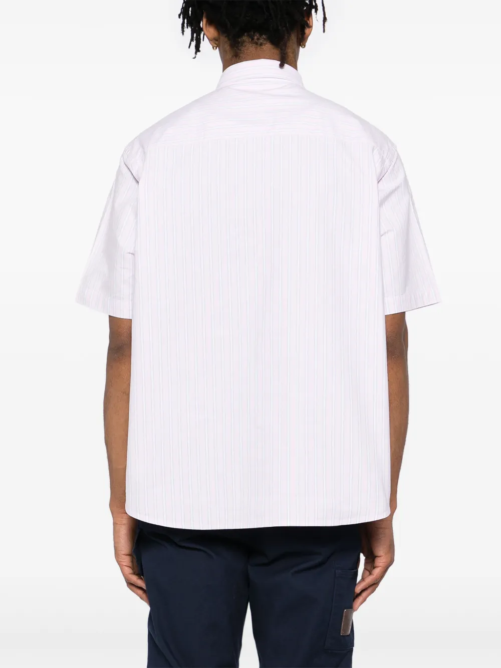 AAPE BY *A BATHING APE AAPENOW gestreept overhemd met moonface-logo Roze