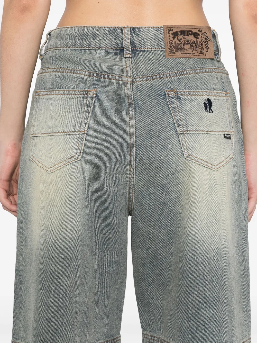 AAPE BY *A BATHING APE Shorts met geborduurd logo Blauw