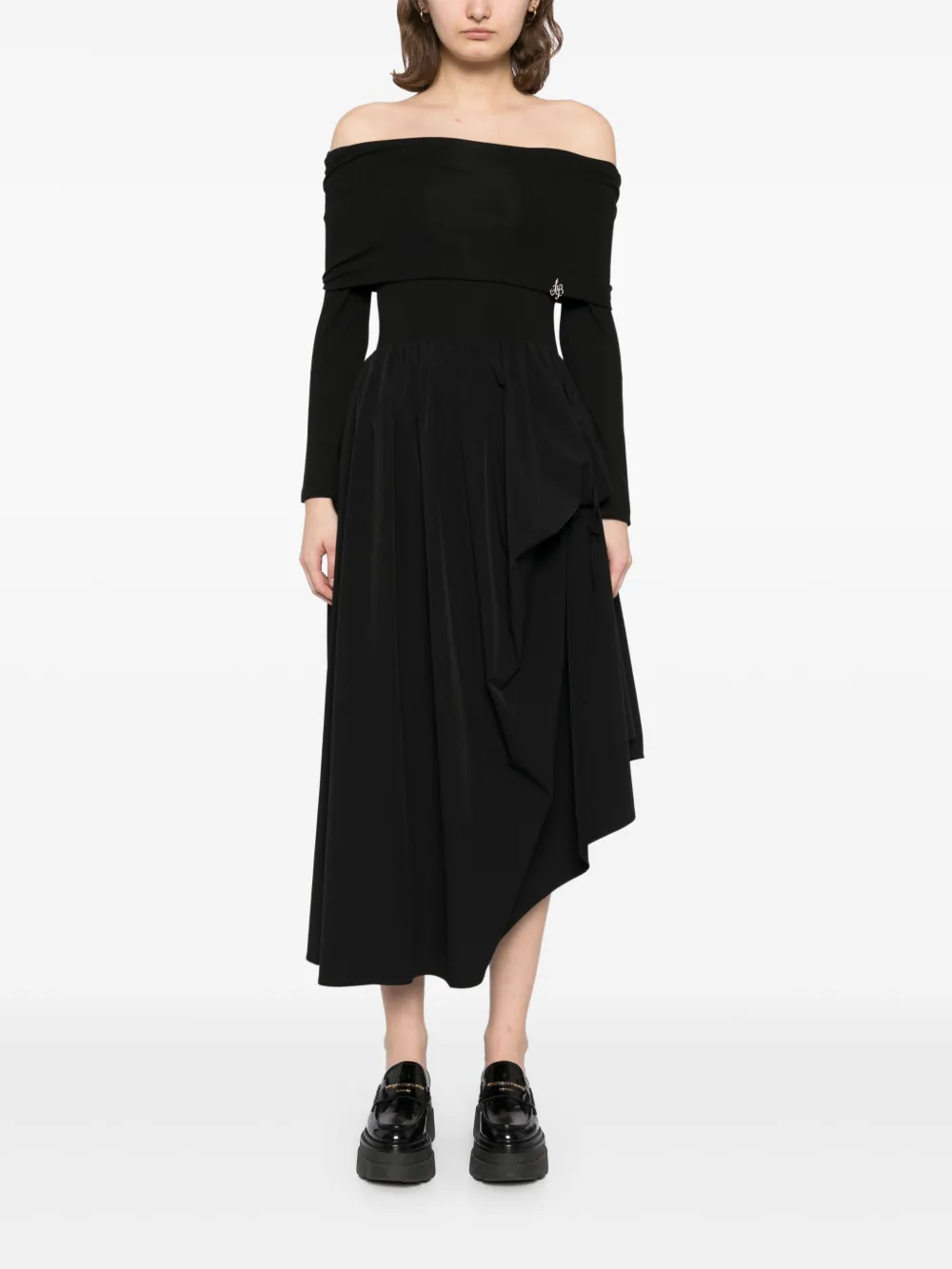 b+ab Off-shoulder jurk - Zwart