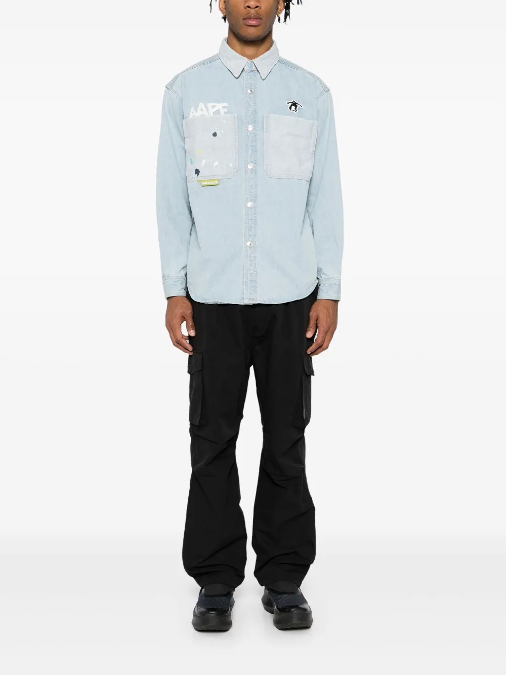 AAPE BY *A BATHING APE Overhemd met lange mouwen en logo - Blauw