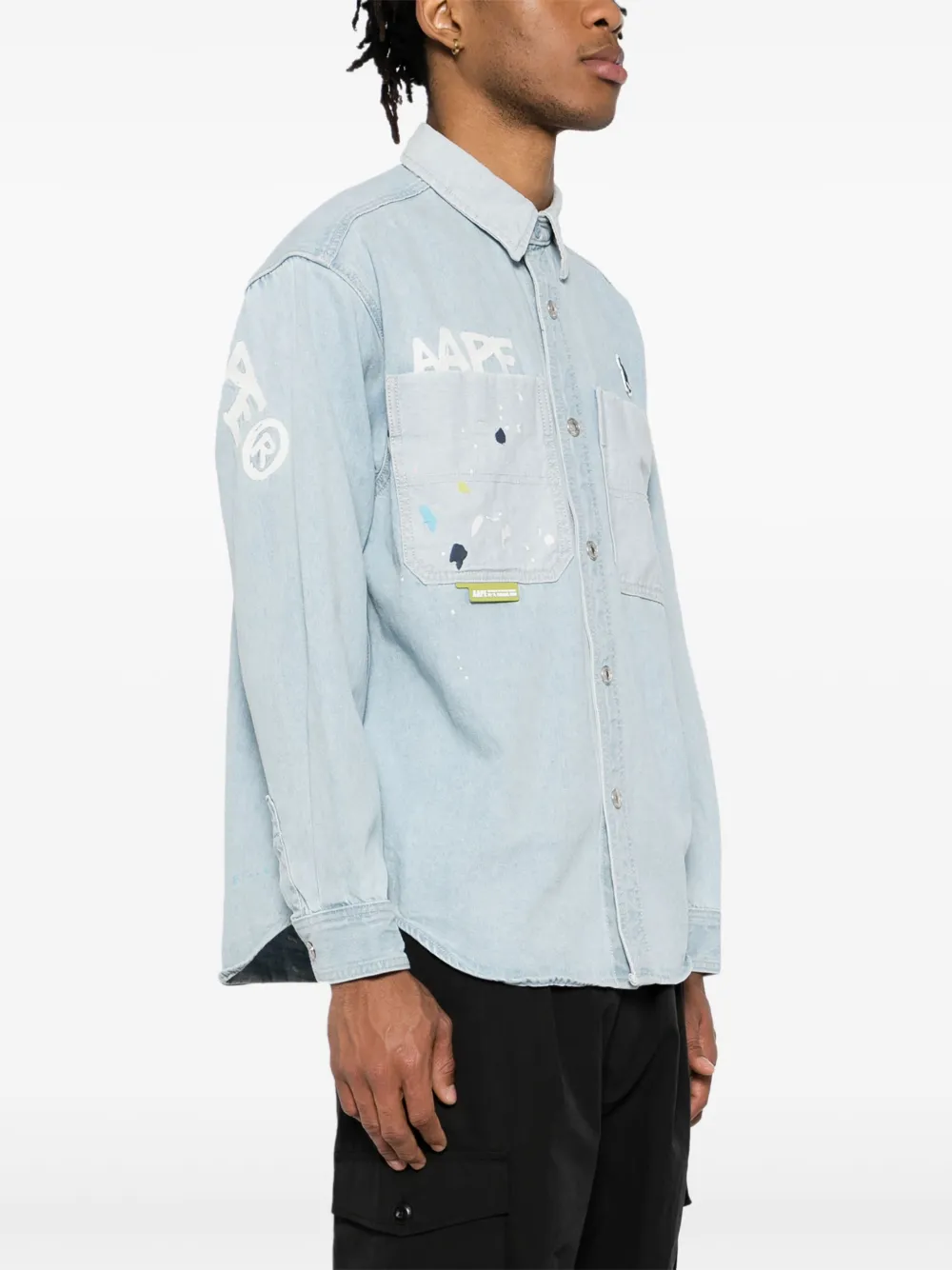 AAPE BY *A BATHING APE Overhemd met lange mouwen en logo Blauw