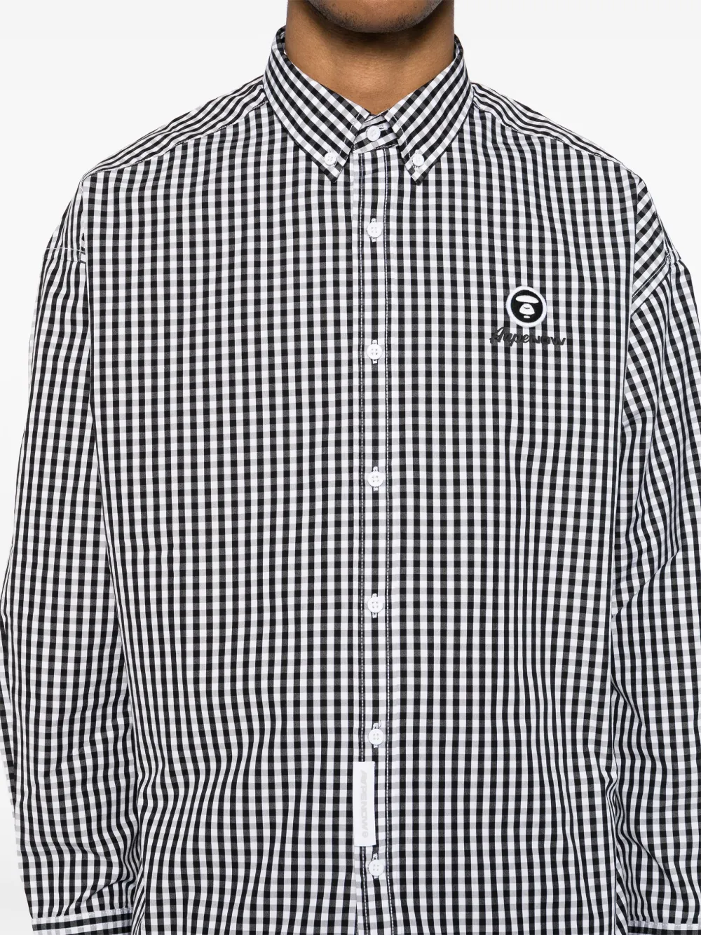 AAPE BY *A BATHING APE AAPENOW geruit overhemd met moonface-logo Zwart