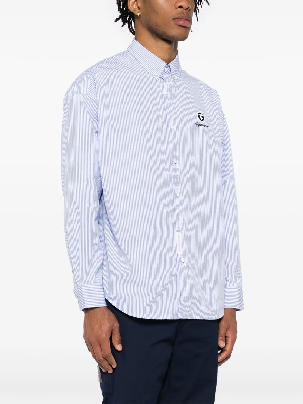 AAPE BY *A BATHING APE AAPENOW geruit overhemd met moonface-logo Blauw