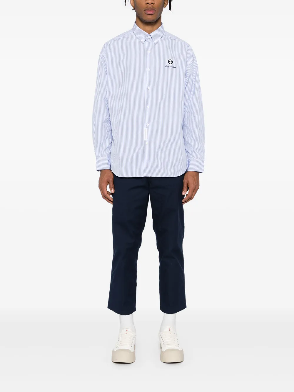 AAPE BY *A BATHING APE AAPENOW geruit overhemd met moonface-logo - Blauw