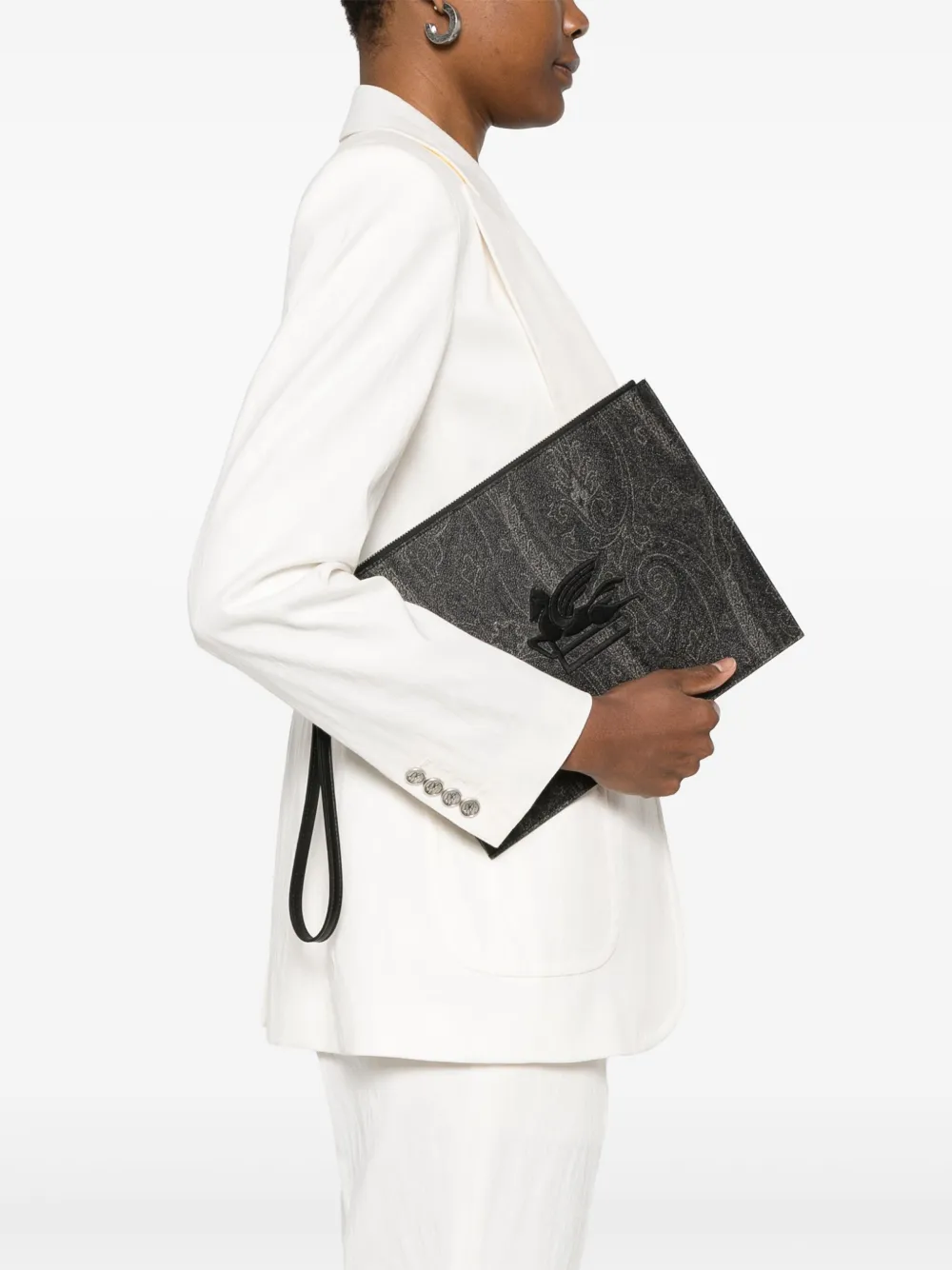 ETRO Clutch met paisley-jacquard - Grijs
