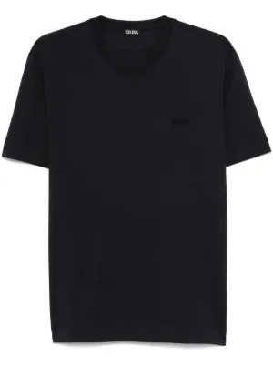 Tシャツ・カットソー ZEGNA COTTON T-SHIRT WITH LOGO EMBROIDERY Zegna logo-embroidered Cotton T-shirt | White | FARFETCH
