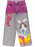 Doublet anime hand-printing jeans - Pink