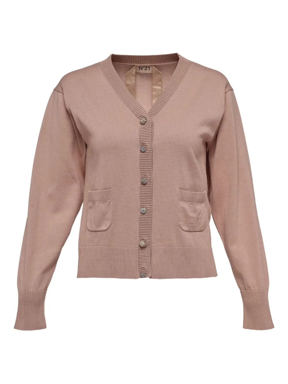 N°21 Embellished Pocket Cardigan In Neutral