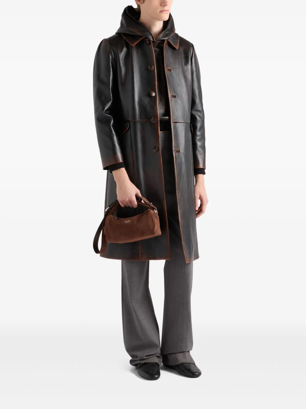Prada Suède schoudertas - Bruin