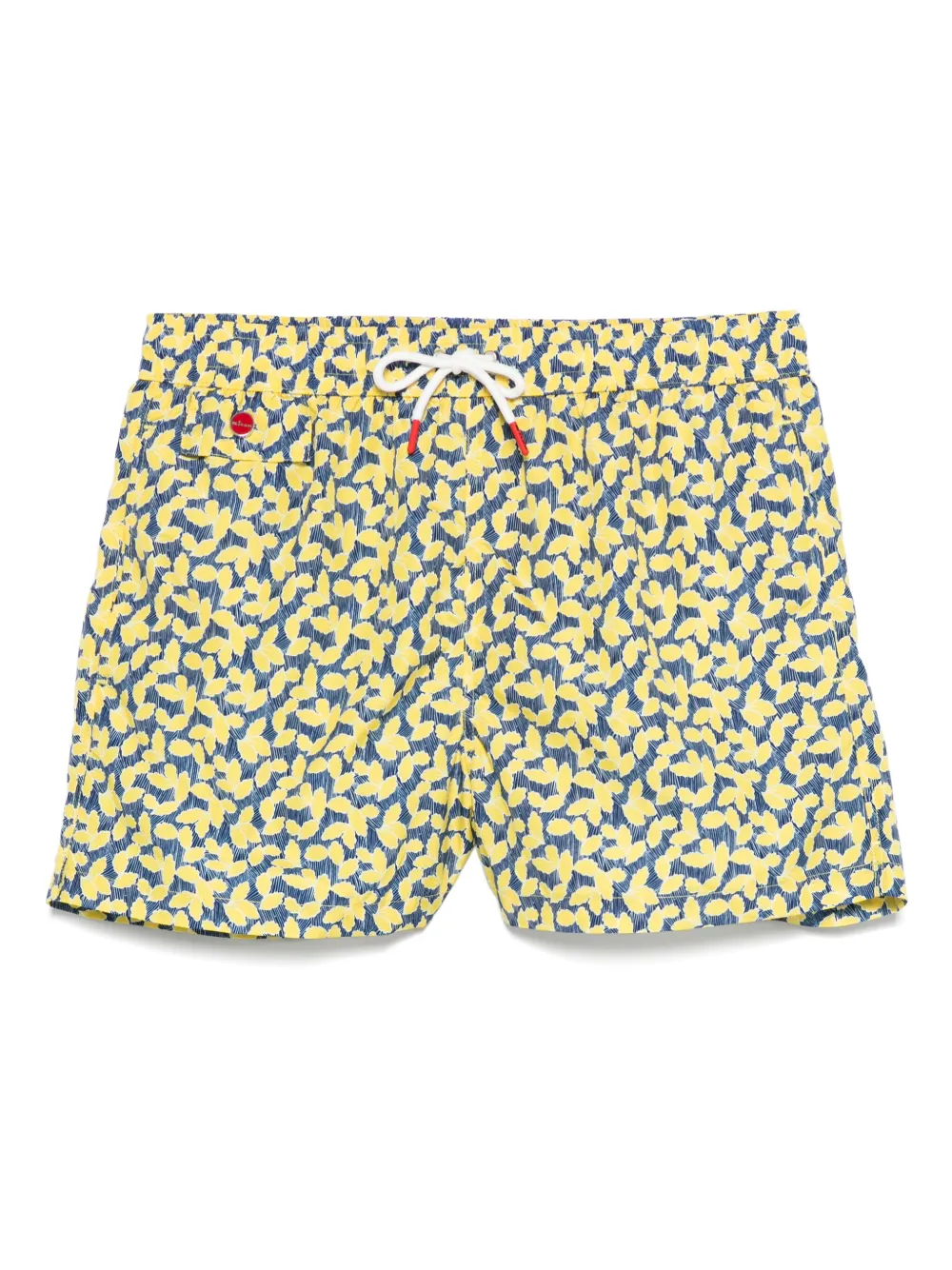 Kiton リーフプリント トランクス水着 - イエロー Kiton リーフプリント トランクス水着 - イエロー