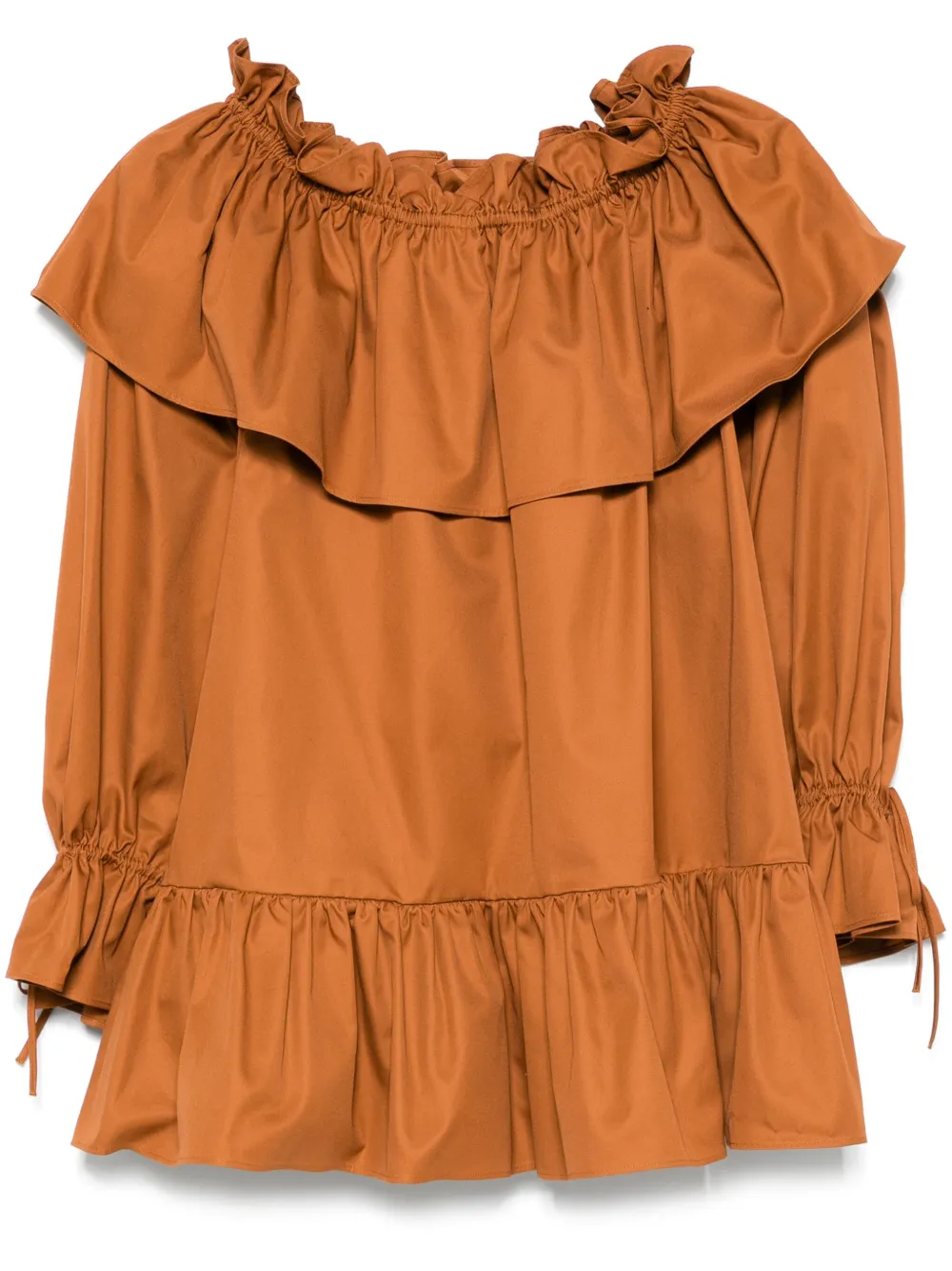 Saint Laurent Mini-jurk met ruches Bruin