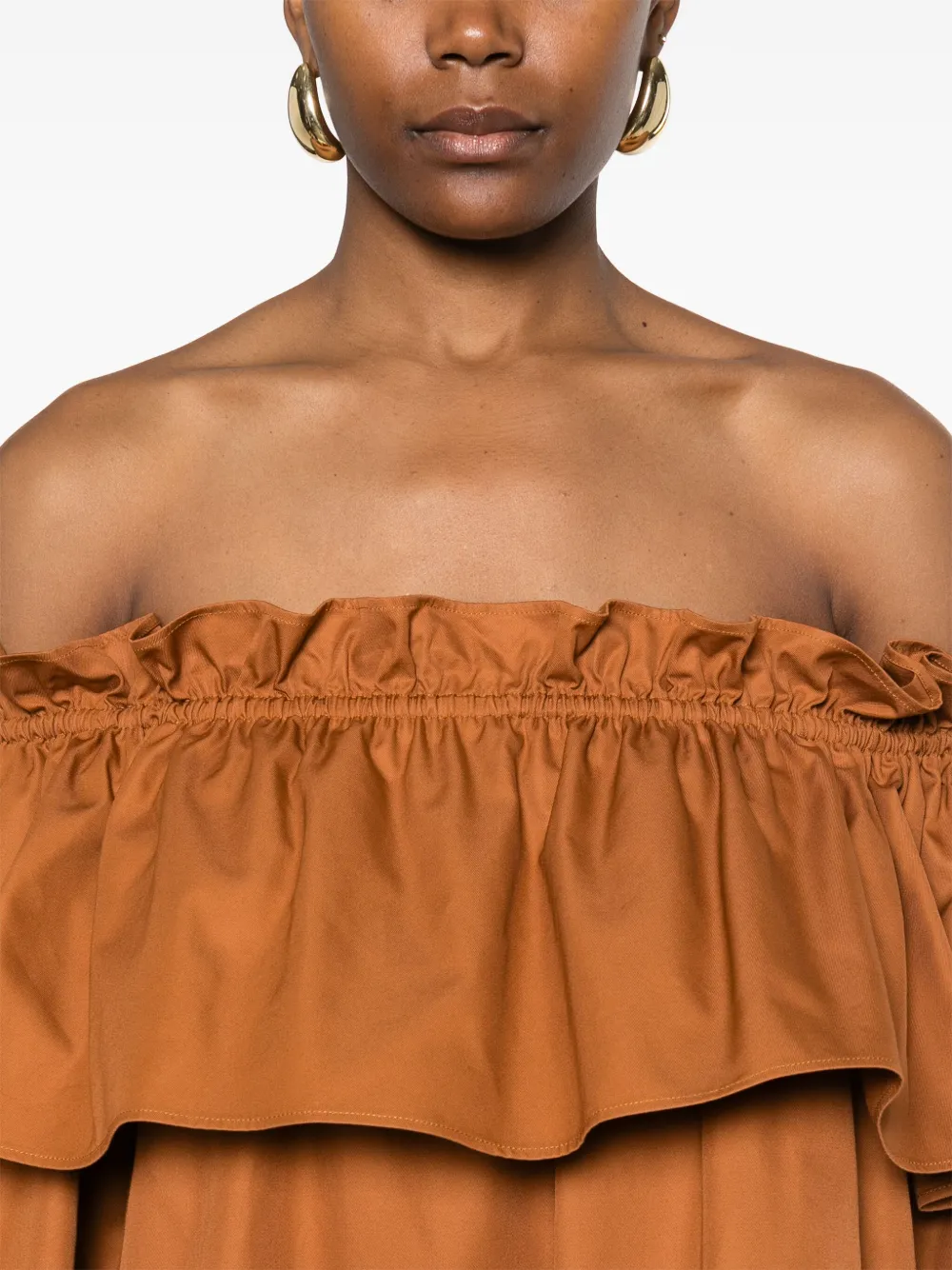 Saint Laurent Mini-jurk met ruches Bruin